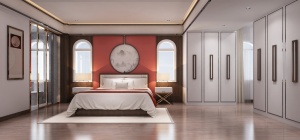 新中式卧室模型3D效果图