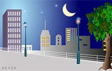 城市路灯月亮flash动画
