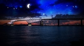 城市大桥夜景星空flash动画