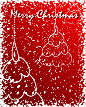 涂鸦风格雪中圣诞树矢量图