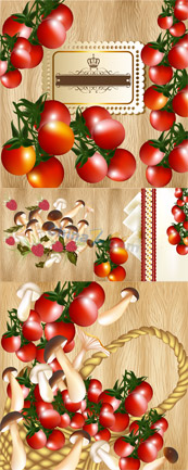 西红柿蘑菇矢量素材下载