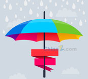 彩虹色雨伞矢量素材