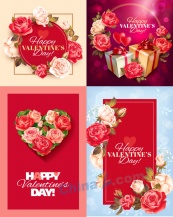 情人节玫瑰装饰卡片设计