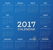 2017蓝色日历矢量图