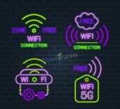 紫色无线网络标志矢量素材