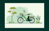 电动自行车绿色出行插图矢量