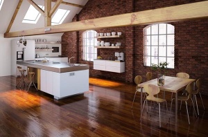 美式家居厨房餐厅模型