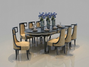 奢华欧式餐桌3D模型