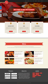 红色风格美食网站模板