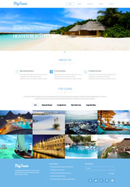 蓝色海边旅游休闲网站模板