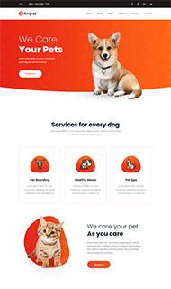 红色温馨宠物之家网站模板