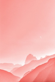高山粉色水墨风图片