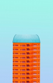 橙色高楼大厦建筑外观图片