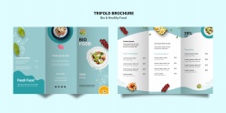 蓝色小清新三折页餐饮宣传册