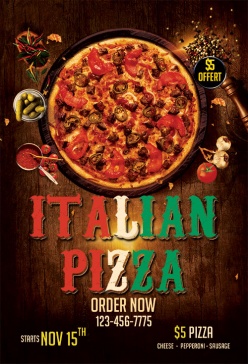 意大利披萨英文宣传单模板