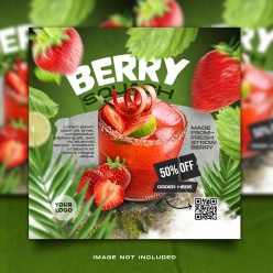 草莓果汁广告海报设计PSD