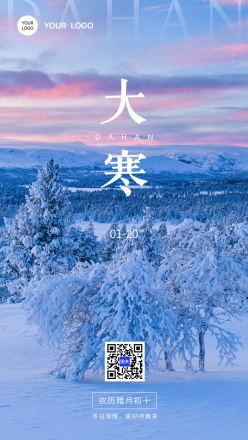 大寒节气冬日雪景海报设计