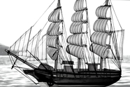 海上帆船黑白摄影图片