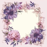 粉紫色淡化花框图片素材