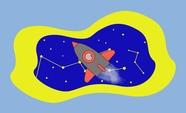星空星座火箭卡通插画图片