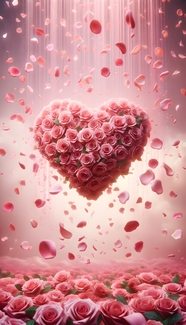 唯美浪漫粉色玫瑰花情人节海报图片