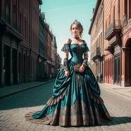 欧洲宫廷公主风裙装美女写真图片