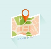 三折页地图和标记矢量图