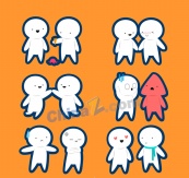 白色小人情侣设计矢量图