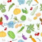 彩绘蔬菜水果无缝背景矢量