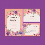 水彩花卉装饰婚礼卡片