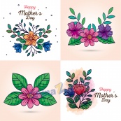 母亲节花卉图案矢量素材