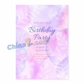 手绘水彩生日请柬模板