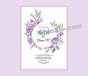 紫色花卉婚礼邀请函模板