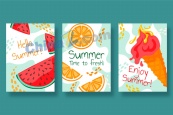 夏季手绘系列卡片矢量设计
