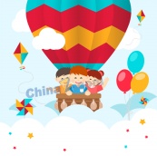 儿童节热气球童趣插画