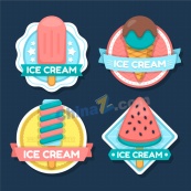 冰淇淋平面标签矢量系列