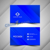 宝蓝色简约名片模板设计