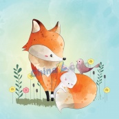 狐狸与兔子矢量插画设计