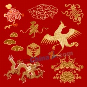 中国传统艺术剪贴画矢量
