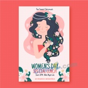 妇女节手绘插画海报设计