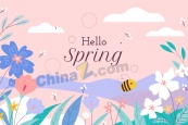 手绘春季矢量背景图