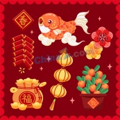 新年元素矢量模板下载