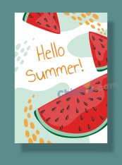 你好夏天西瓜插画海报