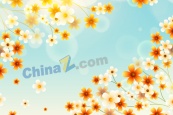 夏日璀璨花朵矢量背景图