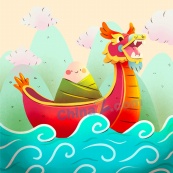 端午节龙舟矢量插画设计