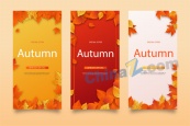 秋季树叶装饰竖版横幅模板
