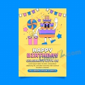 可爱生日蛋糕装饰生日海报