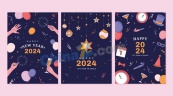 2024新年手绘海报模板设计