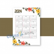 2024手绘花朵装饰日历模板