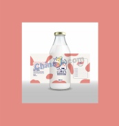 手绘牛奶瓶包装设计矢量模板